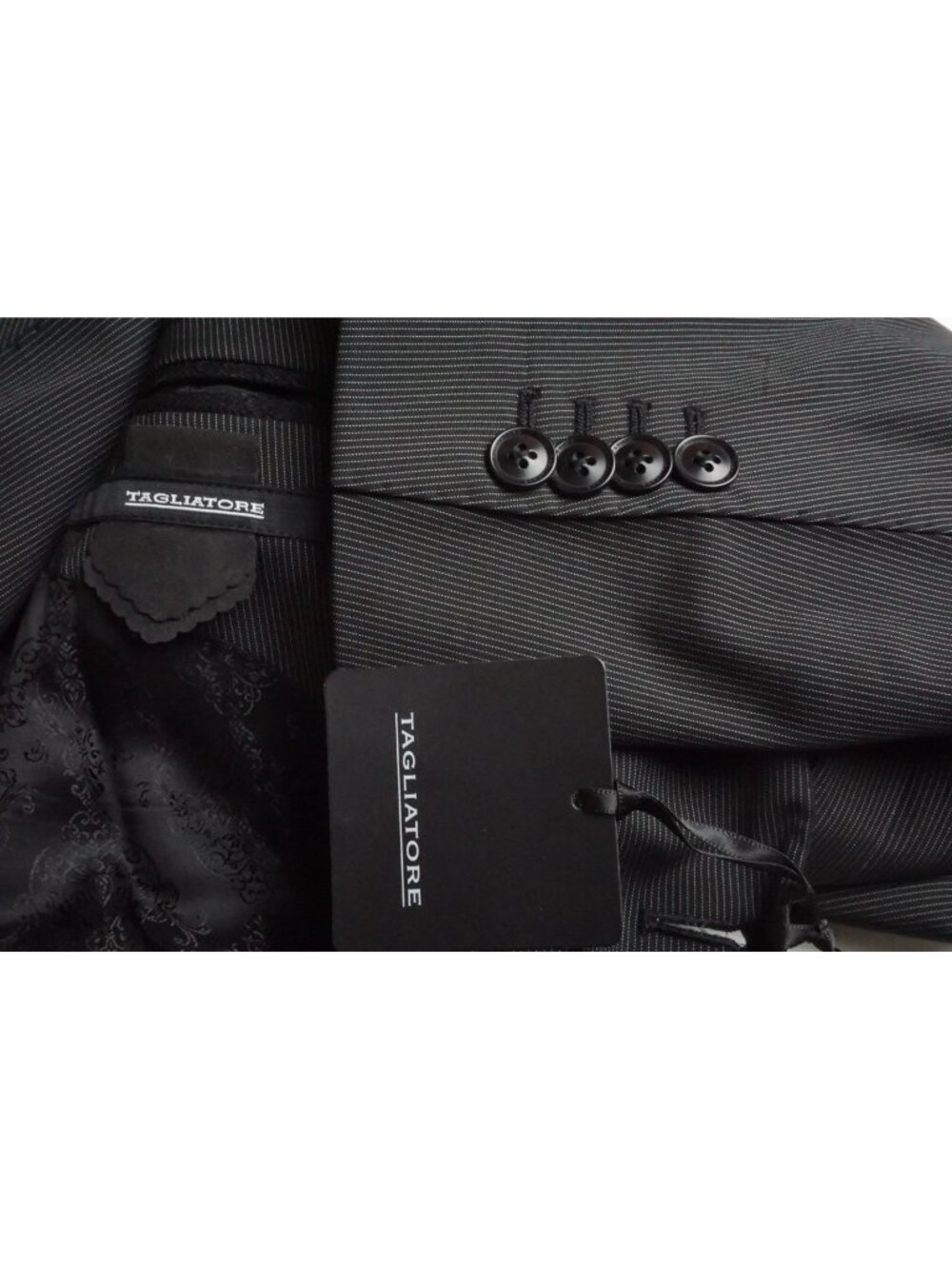 Tagliatore Black Pinstriped Wool Blend Sport Coat Jacket Sz 38R US Brand New
